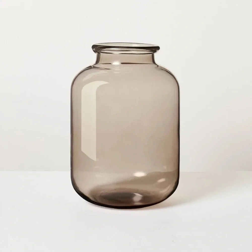 9” Smoked Glass Vase from Hearth & Hand with Magnolia